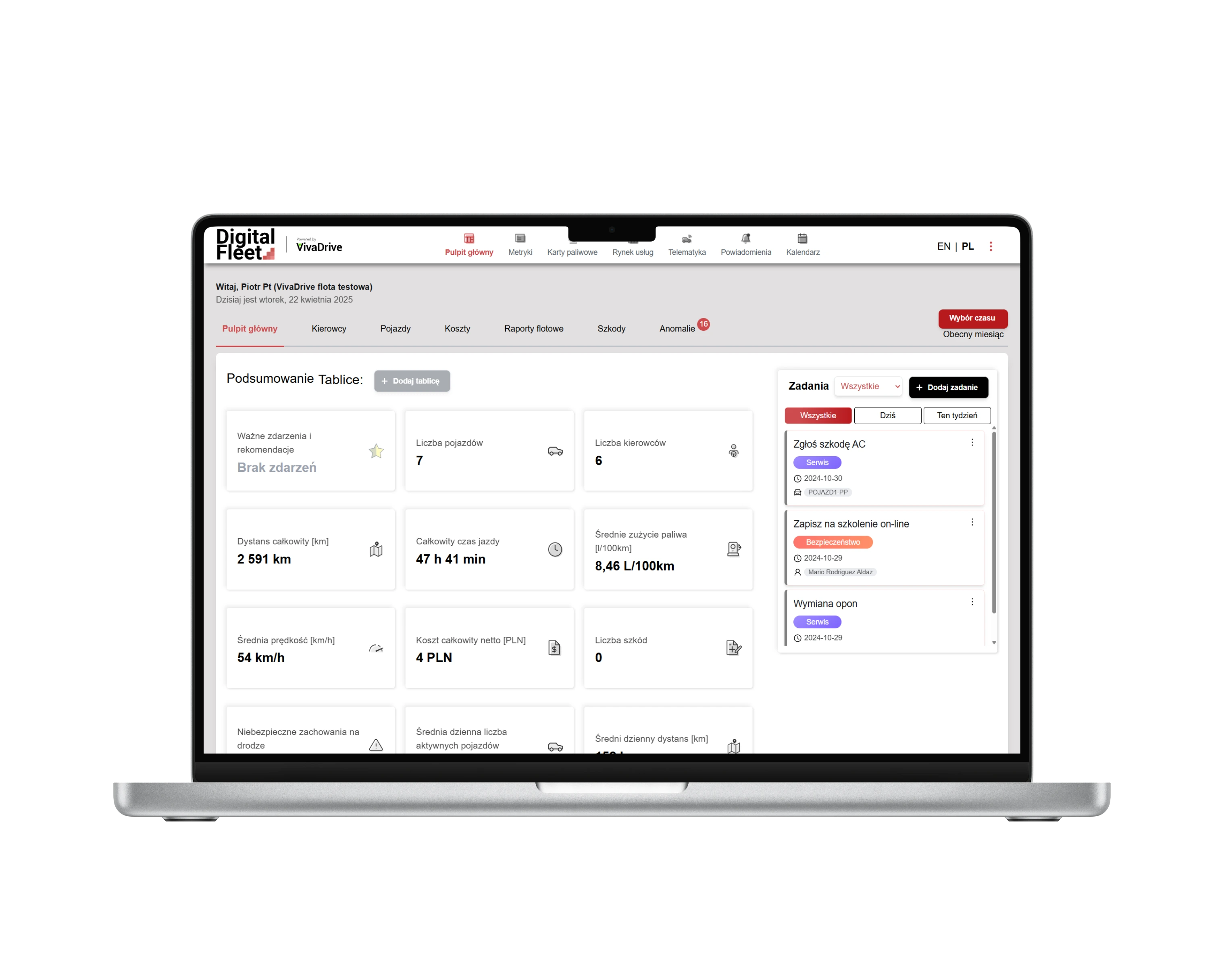 VivaDrive dashboard on laptop